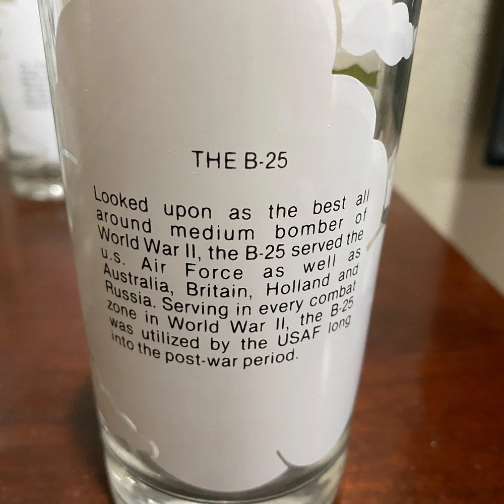 Collectable,Set of 6, Aviation Drinking Glasses, with Designs of Fighter Planes - Picture 3 of 14